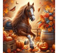 Puzzle 300 Pièces Adultes Destrier d'automne 35x35cm 300 pièces Puzzles pour Adultes Jeu éducatif défi Jouet, Puzzle Impossible pour Toute la Famille