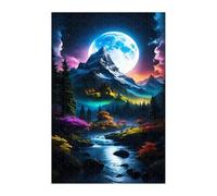 Puzzle 300 Pieces Adultes Forêts Montagne Lune, Défis Amusants Détente Créativité Puzzle Impossible, Puzzles pour Adultes 300 Pièces 38 x 26 cm