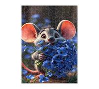 Puzzle 300 Pièces Adultes Hamster Bleu Fleurs 40x28 cm Jeu Éducatif Impossible Difficile comme Cadeau et Décoration Murale Puzzle Adulte 300 Pieces
