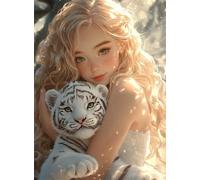 Puzzle 300 Pièces Adultes Jeune Fille Blonde bouclée 40x28cm 300 Pièces Puzzles pour Adultes Jeu éducatif défi Jouet, Puzzle Impossible pour Toute la Famille