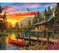 Puzzle 300 Pièces Adultes Lac Jungle Lever Soleil Puzzle Difficile et Stimulant Jeux éducatif Puzzles Classiques Puzzles 300 Pièces Adultes Cadeau Stimulant 38 x 26 cm
