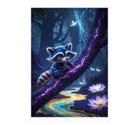 Puzzle 300 Pieces Adultes Lotus Raton Laveur, Défis Amusants Détente Créativité Puzzle Impossible, Puzzles pour Adultes 300 Pièces 38 x 26 cm