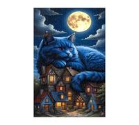 Puzzle 300 Pieces Adultes Maison Chat Lune, Défis Amusants Détente Créativité Puzzle Impossible, Puzzles pour Adultes 300 Pièces 38 x 26 cm