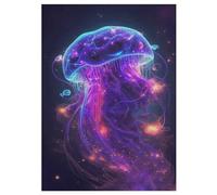 Puzzle 300 Pièces Adultes, Méduse néon,pour Enfants,Puzzles en Bois,Décoration De La Maison 42×30cm