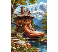 Puzzle 300 Pièces Adultes Rivière Mountain House, Défis Amusants Parfait pour la Détente Créativité, Puzzle 300 Pieces 40 x 28 cm