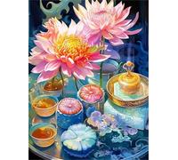 Puzzle 300 Pieces Adultes Thé Lotus Rose, Puzzle pour Adulte 300 Pièces Jeu éducatif défi Jouet Activité Familiale Parfaite, Puzzles de Décoration Familiale
