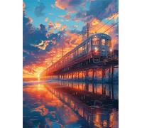 Puzzle 300 Pieces Adultes Train du Pont du crépuscule, Puzzle pour Adulte 300 Pièces Jeu éducatif défi Jouet Activité Familiale Parfaite, Puzzles de Décoration Familiale