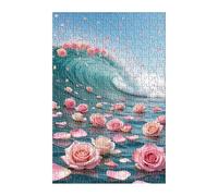 Puzzle 300 Pièces Adultes Vague de Mer Fleur 40x28 cm Jeu Éducatif Impossible Difficile comme Cadeau et Décoration Murale Puzzle Adulte 300 Pieces