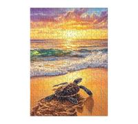 Puzzle 300 Pièces Adultes Vague Plage Tortue 40x28 cm Jeu Éducatif Impossible Difficile comme Cadeau et Décoration Murale Puzzle Adulte 300 Pieces