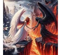 Puzzle 300 pièces Anges Noirs et Blancs,Puzzles pour Adultes Jeux d'activités Familiales,Puzzle à Faire Soi-même pour Décoration Murale de la Maison