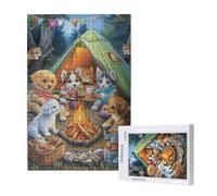Puzzle 300 Pièces Animal Puzzle Faire la fête,Puzzles Bois Adulte avec Boîte Cadeau,Loisirs Créatifs Adultes DIY Activite Manuelle,Cadeau Anniversaire Homme Femme,Décoration Intérieure,40x28cm,p1242t