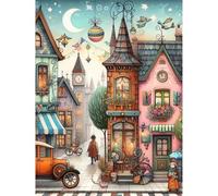 Puzzle 300 pièces,Bâtiment de Rue de Dessin animé Puzzl pour Adultes, Puzzles pour Adultes Jeu éducatif Défi Jouet, Jeu d'adresse pour Toute la Famille, Puzzle pour Adulte Enfants