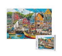 Puzzle 300 Pièces Beach Puzzle Petite Ville,Puzzles Bois Adulte avec Boîte Cadeau,Loisirs Créatifs Adultes DIY Activite Manuelle,Cadeau Anniversaire Homme Femme,Décoration Intérieure,40x28cm,p243t