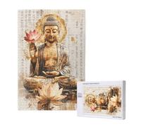 Puzzle 300 Pieces Bouddha Grand Puzzle Classiques en Bois pour Adultes, Jeux Amusants/Colorés/Impossible/Difficiles, Cadeau d'anniversaire de Festivals pour la Famille Amis Cadeaux, Fleur M-1315
