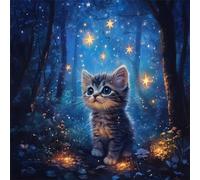 Puzzle 300 Pieces Chat Star Animal 35x35 cm Puzzle Adulte Jeux Éducatifs Jeu de Création et Logique Jeu de Concentration pour Toute la Famille pour Décoration Maison