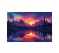 Puzzle 300 Pieces Coucher de Soleil Puzzle Montagne 300 Pièces Grand Adultes Difficile Jigsaw en Bois avec Boîte Cadeau, DIY Challenge Impossible Créatif Jeu pour Adulte, Cadeau Femme 38x26cm D-469