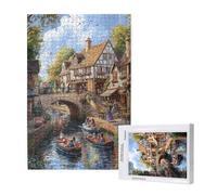 Puzzle 300 Pièces Dessin animé Puzzle Petite Ville,Puzzles Bois Adulte avec Boîte Cadeau,Loisirs Créatifs Adultes DIY Activite Manuelle,Cadeau Anniversaire Homme Femme,Décor Intérieure,40x28cm,p1369t
