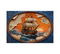 Puzzle 300 pièces en forme de bateau nautique 3D en relief pour adultes, puzzle vintage en bois imprimé, carte au trésor pour divertissement à domicile