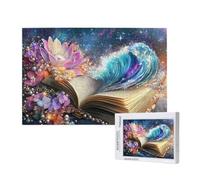 Puzzle 300 Pièces Fantaisie Puzzle Livre Motifs,Puzzles Bois Adulte avec Boîte Cadeau,Loisirs Créatifs Adultes DIY Activite Manuelle,Cadeau Anniversaire Homme Femme,Décoration Intérieure,40x28cm,p1t