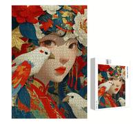 Puzzle 300 Pièces - Femme & Oiseau - Puzzle en Bois Durable avec Lettres au Dos - Jeu sans Poussière avec Affiche - Modèle pour Collectionneurs et 14 Ans et Plus (40 x 28 cm) P3#791