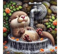 Puzzle 300 Pieces Fleur Animal Loutre 35x35 cm Puzzle Adulte Jeux Éducatifs Jeu de Création et Logique Jeu de Concentration pour Toute la Famille pour Décoration Maison