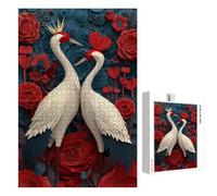 Puzzle 300 Pièces - Fleur & Oiseau - Puzzle en Bois Durable avec Lettres au Dos - Jeu sans Poussière avec Affiche - Modèle pour Collectionneurs et 14 Ans et Plus (40 x 28 cm) P3#1032