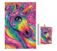 Puzzle 300 Pièces - Licorne & Abstrait - Puzzle en Bois Durable avec Lettres au Dos - Jeu sans Poussière avec Affiche - Modèle pour Collectionneurs et 14 Ans et Plus (40 x 28 cm) P3#696