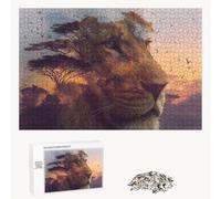 Puzzle 300 Pièces - Lion & Arbre - Puzzle en Bois Durable avec Lettres au Dos - Jeu sans Poussière avec Affiche - Modèle pour Collectionneurs et 14 Ans et Plus (40 x 28 cm) P3#432