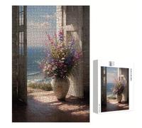 Puzzle 300 Pièces - Océan & Fleur - Puzzle en Bois Durable avec Lettres au Dos - Jeu sans Poussière avec Affiche - Modèle pour Collectionneurs et 14 Ans et Plus (40 x 28 cm) P3#1170