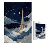 Puzzle 300 Pièces - Paris & Ciel étoilé - Puzzle en Bois Durable avec Lettres au Dos - Jeu sans Poussière avec Affiche - Modèle pour Collectionneurs et 14 Ans et Plus (40 x 28 cm) P3#723