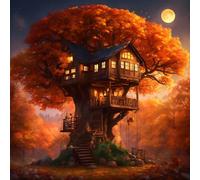 Puzzle 300 pièces,Paysage d'automne dans Une cabane perchée Puzzles pour Adultes,Jeux éducatifs,Puzzles Artistiques à Faire Soi-Même idéal pour la Décoration Intérieure et Les Cadeaux