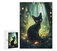 Puzzle 300 pièces pour adolescents Black Cat in Enchanted Forest Puzzle pour Adultes Jouet Décoration Murale Difficile À Compléter 300 PCS