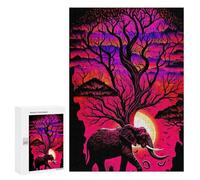 Puzzle 300 pièces pour adolescents éléphant Under The Moonlit Tree Puzzle, jeux de relaxation pour promouvoir la mémoire, toute la famille, 300 pièces