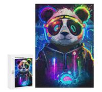 Puzzle 300 pièces pour adolescents Panda néon Puzzle pour adultes Jeu de réflexion Analyse et Logique 300 pièces
