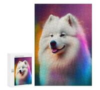 Puzzle 300 pièces pour adolescents Samoyed Dog Coloré Jeu de 300 pièces Pratique Décoration de Maison Anniversaire et Noël