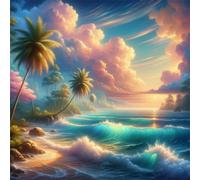 Puzzle 300 pièces pour Adulte,Arbres tropicaux Mer 35x35 cm DIY De Puzzle,Divertissement créatif,Jeux éducatifs à défis Puzzles pour Toute la Famille