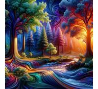 Puzzle 300 pièces pour Adulte,Bosquet psychédélique coloré 35x35 cm DIY De Puzzle,Divertissement créatif,Jeux éducatifs à défis Puzzles pour Toute la Famille