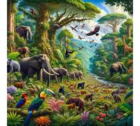 Puzzle 300 pièces pour Adulte,Faune Sauvage de la Jungle 35x35 cm DIY De Puzzle,Divertissement créatif,Jeux éducatifs à défis Puzzles pour Toute la Famille