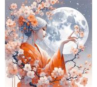 Puzzle 300 pièces pour Adulte,Femme aux Fleurs Japonaise 35x35 cm DIY De Puzzle,Divertissement créatif,Jeux éducatifs à défis Puzzles pour Toute la Famille