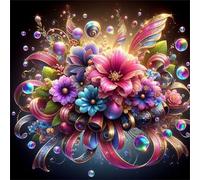 Puzzle 300 pièces pour Adulte,Fleurs Roses et Bleues 35x35 cm DIY De Puzzle,Divertissement créatif,Jeux éducatifs à défis Puzzles pour Toute la Famille
