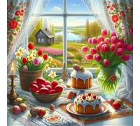 Puzzle 300 pièces pour Adulte,Gâteau aux Tulipes 35x35 cm DIY De Puzzle,Divertissement créatif,Jeux éducatifs à défis Puzzles pour Toute la Famille
