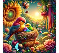 Puzzle 300 pièces pour Adulte,Oiseaux colorés Fleurs 35x35 cm DIY De Puzzle,Divertissement créatif,Jeux éducatifs à défis Puzzles pour Toute la Famille