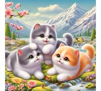 Puzzle 300 pièces pour Adulte,Paysages de Chats Mignons 35x35 cm DIY De Puzzle,Divertissement créatif,Jeux éducatifs à défis Puzzles pour Toute la Famille
