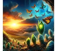 Puzzle 300 pièces pour Adulte,Plantes Papillon du Coucher du Soleil 35x35 cm DIY De Puzzle,Divertissement créatif,Jeux éducatifs à défis Puzzles pour Toute la Famille