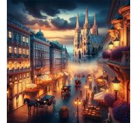 Puzzle 300 pièces pour Adulte,Rues de la Ville Châteaux 35x35 cm DIY De Puzzle,Divertissement créatif,Jeux éducatifs à défis Puzzles pour Toute la Famille