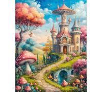 Puzzle 300 Pièces pour Adultes 35x25cm - Château Dessin Animé - avec Lettres et Poster de Référence - Activité Relaxation et Défi - Décoration Murale - Cadeau pour Hommes et Femmes