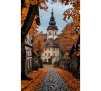 Puzzle 300 Pièces pour Adultes 35x25cm - Cité d'automne - avec Lettres et Poster de Référence - Activité Relaxation et Défi - Décoration Murale - Cadeau pour Hommes et Femmes