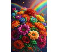 Puzzle 300 Pièces pour Adultes 35x25cm - Fleurs Colorées - avec Lettres et Poster de Référence - Activité Relaxation et Défi - Décoration Murale - Cadeau pour Hommes et Femmes