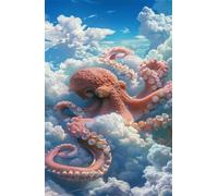 Puzzle 300 Pièces pour Adultes 35x25cm - Nuages Pieuvre - avec Lettres et Poster de Référence - Activité Relaxation et Défi - Décoration Murale - Cadeau pour Hommes et Femmes