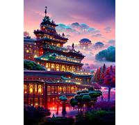 Puzzle 300 Pièces pour Adultes 35x25cm - Paysage Château - avec Lettres et Poster de Référence - Activité Relaxation et Défi - Décoration Murale - Cadeau pour Hommes et Femmes